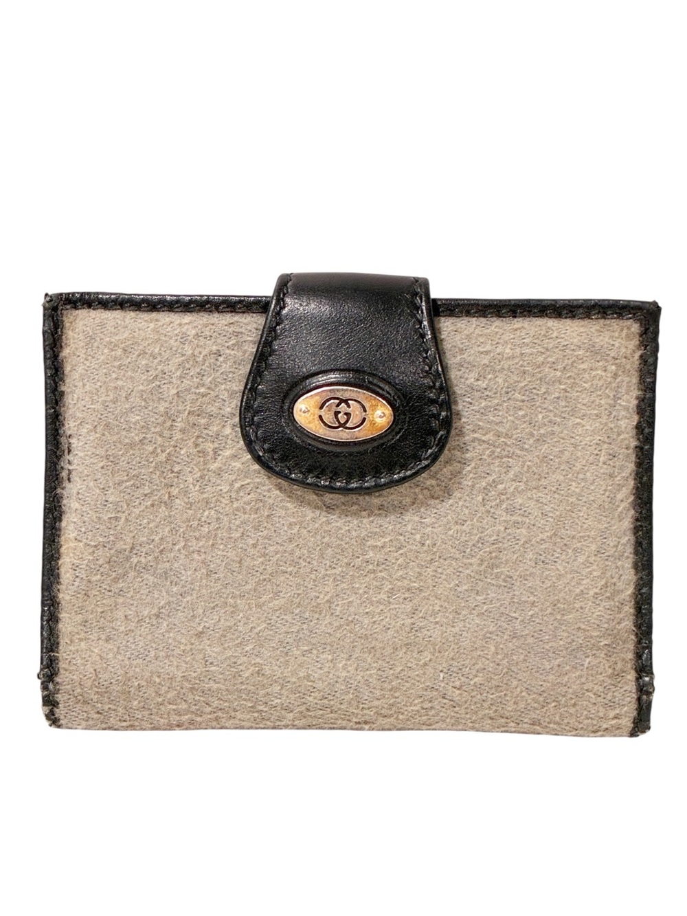 Gucci Grey Fabric Interlocking C Card Holder Wallet